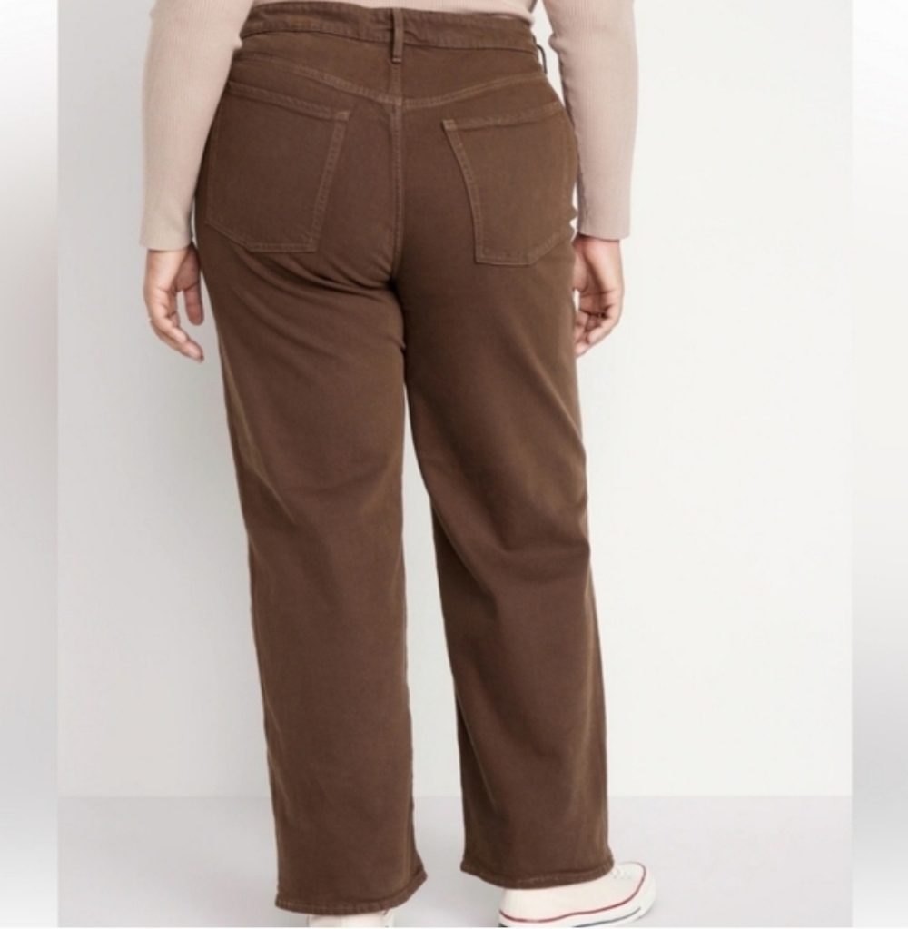 Old Navy Brown High Rise Wide Leg Straight Jeans - Picture 2 of 11